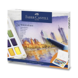 Akvarelové farby Faber Castell, s paletkou a vodným štetcom, 24ks