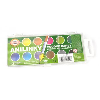 Anilínové vodové farby, 12ks