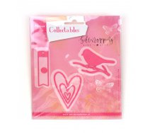 Vyrezávacia šablóna Marianne, Vtáčik, srdce, štítok 6ks