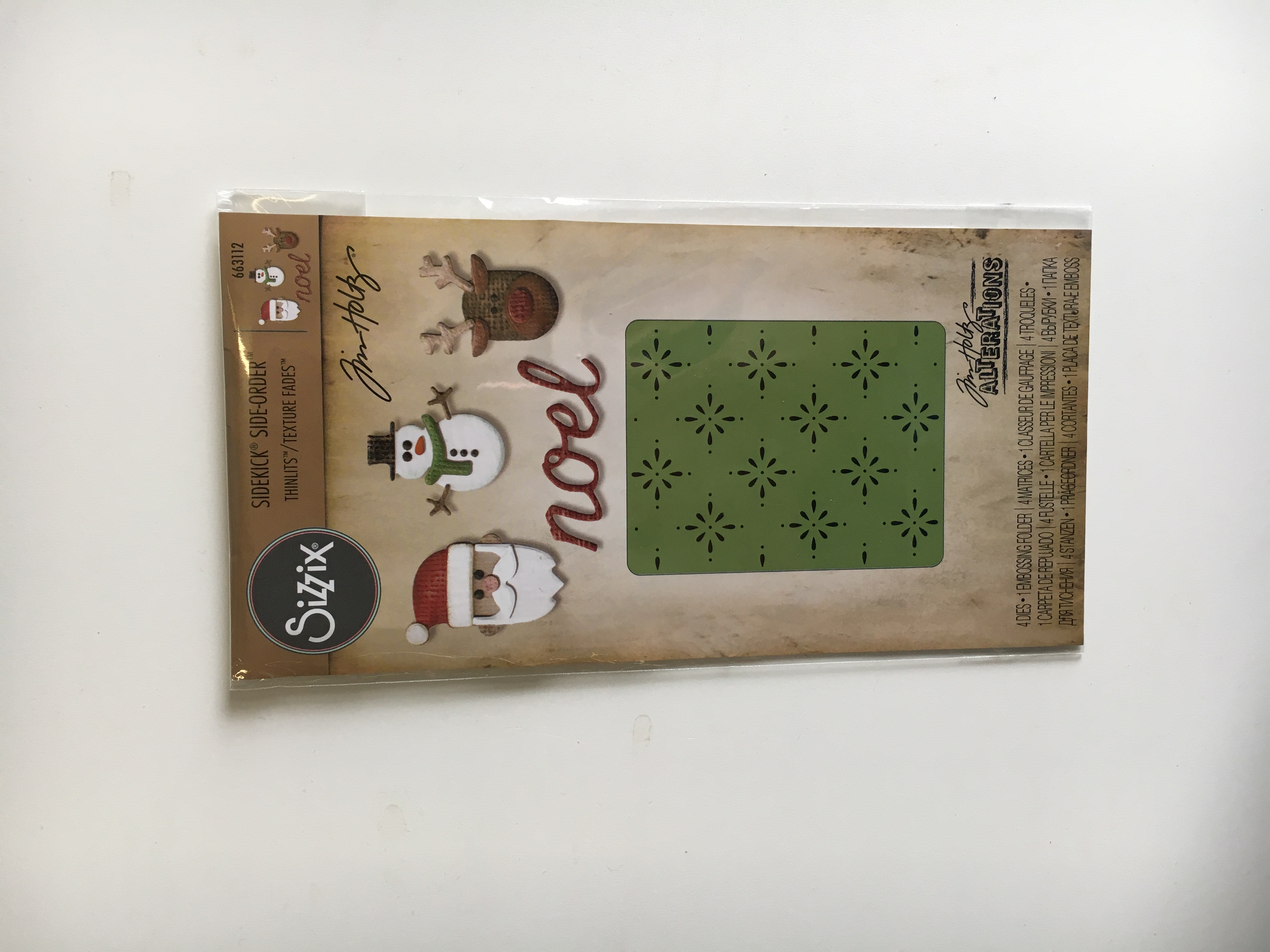 Vyrezávacia šablóna Sizzix, Vianočné motívy 4ks + embosovacia kapsa 1ks