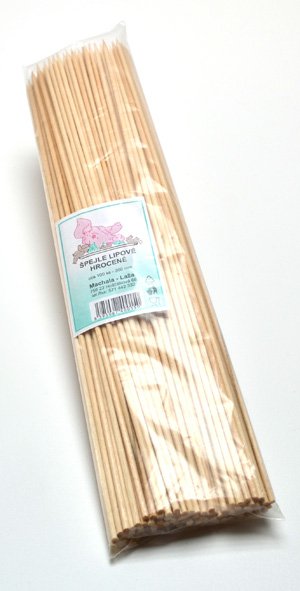 Drevené špajdle s hrotom, 30 cm 100 ks v balení