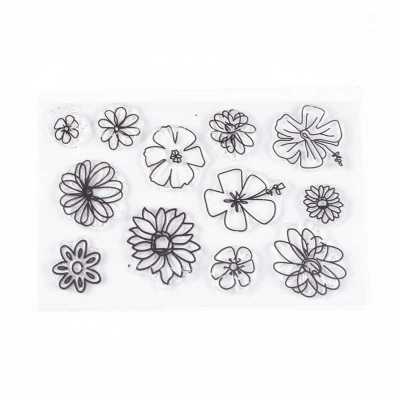 Silikónové pečiatky, sada, kvetinky