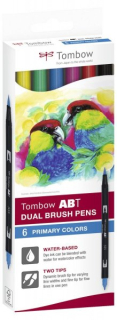 Tombow ABT akvarelový Dual Brush Pen, 6ks základné