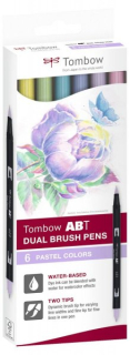 Tombow ABT akvarelový Dual Brush Pen, 6ks pastelové