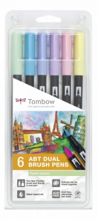 Tombow ABT akvarelový Dual Brush Pen, 6ks pastelové