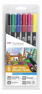  TombABT ow akvarelový Dual Brush Pen, 6ks základné