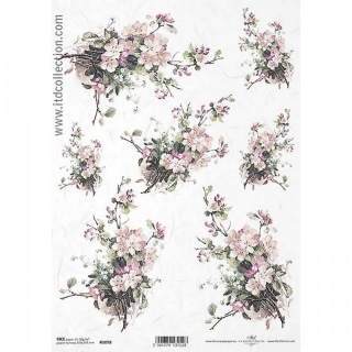 Ryžový papier na decoupage, A4, kvety 6