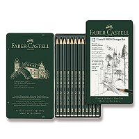 Sada grafitových ceruziek Faber Castell v plechu,  12ks (5B- 5H)