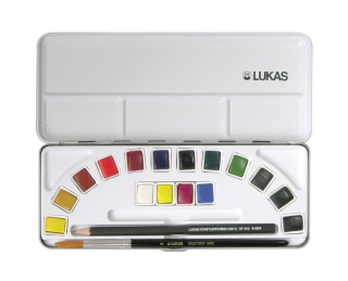 Sada akvarelových farieb Lukas 18ks, štetec, plechový box